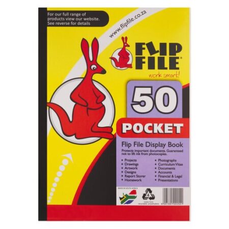 Kangaroo A4 Flip File Display Book 50 pockets